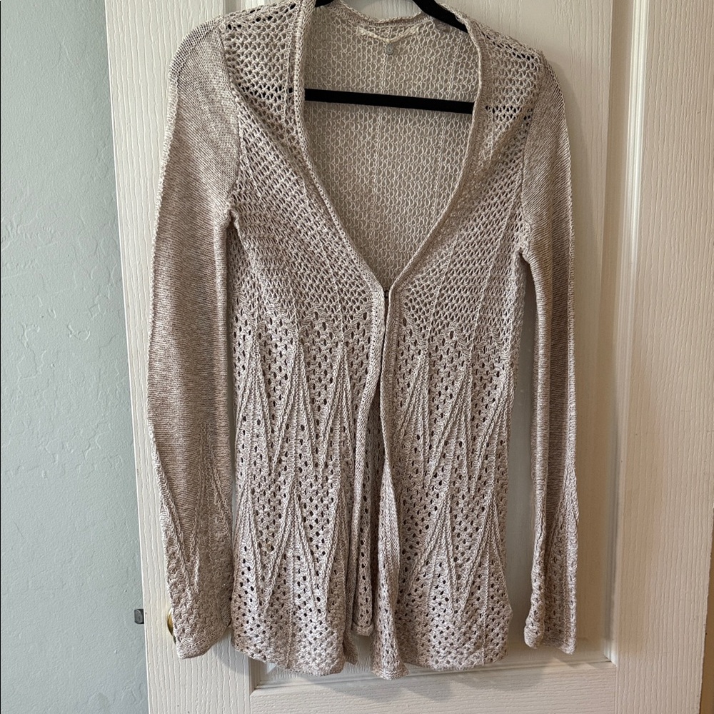 Anthropologie Cream Open-Front Cardigan